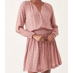 Faherty Montana Dress Mauve Leaf Batik Pink Women’s Size M